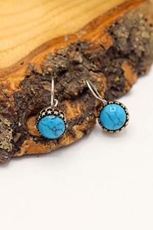 Firuze Taşlı Otantik Gümüş Kadın Küpe 201024131