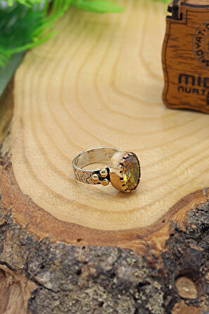 Sitrin Taşlı El işi Otantik Gümüş Kadın Yüzük 201024136