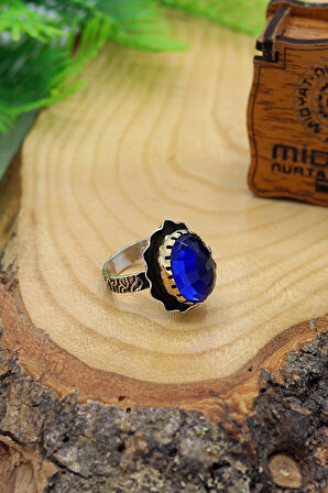 Safir Taşlı El işi Otantik Gümüş Kadın Yüzük 201024141