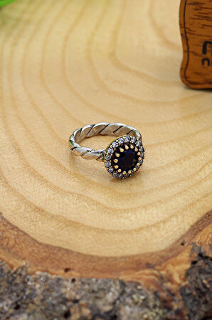 Safir Taşlı El işi Otantik Gümüş Kadın Yüzük 201024143