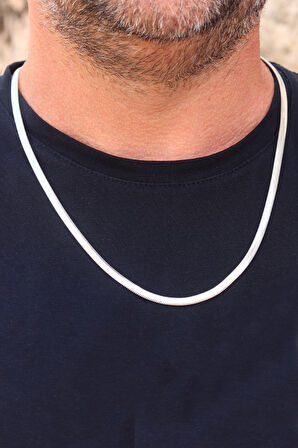 925 Ayar Gümüş Yılan Derisi Model Ezme Zincir Kolye ve Bileklik kombini 201024151