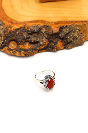 Akik Taşlı Şimşek Model 925 Ayar Gümüş Markazit Kadın Yüzük 201024215