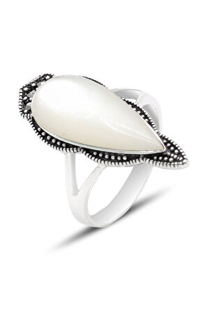 Sedef Taşlı Mekik Model 925 Ayar Gümüş Markazit Kadın Yüzük 201024226