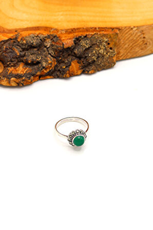 Zümrüt Taşlı Papatya Model 925 Ayar Gümüş Markazit Kadın Yüzük 201024241