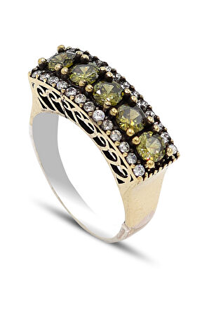 Zeberced (Peridot) Taşlı Beştaş Model Otantik Kadın Gümüş Yüzük 201024252