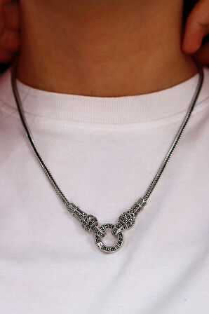 Halka Tasarım Markazit Taşlı Gümüş Kadın Gerdanlık 201024255