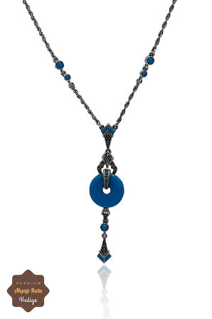 Firuze Taşlı Halka Tasarım Markazit Taşlı Gümüş Kadın Gerdanlık 201024265