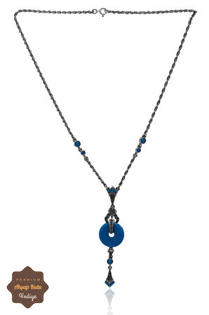 Firuze Taşlı Halka Tasarım Markazit Taşlı Gümüş Kadın Gerdanlık 201024265