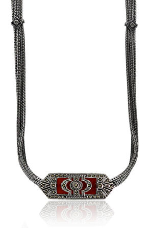 Akik Taşlı Artuklu Model Markazit Taşlı Gümüş Kadın Gerdanlık 201024280