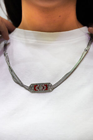 Akik Taşlı Artuklu Model Markazit Taşlı Gümüş Kadın Gerdanlık 201024280