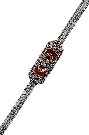 Akik Taşlı Artuklu Model Markazit Taşlı Gümüş Kadın Gerdanlık 201024280