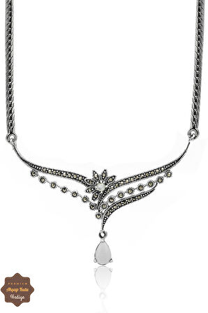 Sedef Taşlı Prenses Model Markazit Taşlı Gümüş Kadın Gerdanlık 201024284