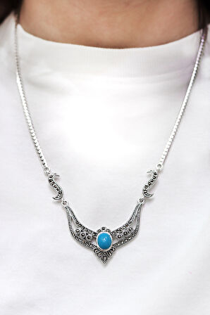 Firuze Taşlı Kraliçe Model Markazit Taşlı Gümüş Kadın Gerdanlık 201024290