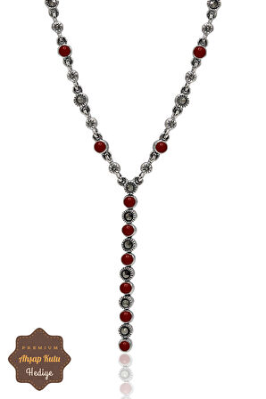 Akik Taşlı Su Yolu Model Markazit Taşlı Gümüş Kadın Gerdanlık 201024291