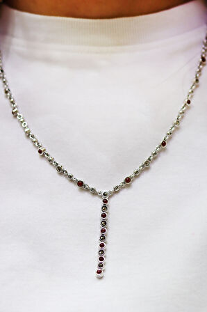 Akik Taşlı Su Yolu Model Markazit Taşlı Gümüş Kadın Gerdanlık 201024291