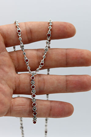 Akik Taşlı Su Yolu Model Markazit Taşlı Gümüş Kadın Gerdanlık 201024291