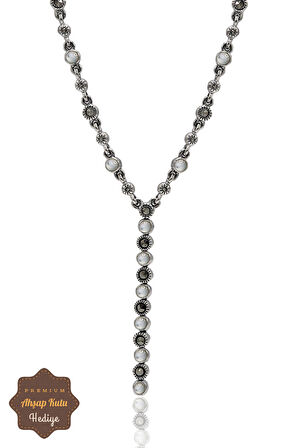 Sedef Taşlı Su Yolu Model Markazit Taşlı Gümüş Kadın Gerdanlık 201024294