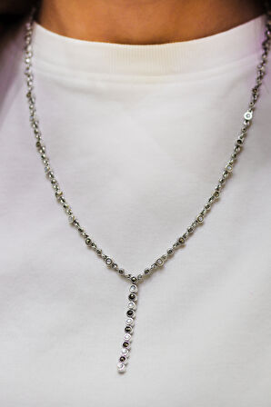 Sedef Taşlı Su Yolu Model Markazit Taşlı Gümüş Kadın Gerdanlık 201024294