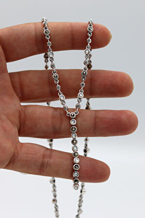 Sedef Taşlı Su Yolu Model Markazit Taşlı Gümüş Kadın Gerdanlık 201024294