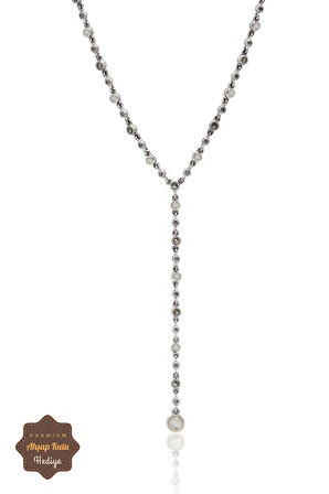 Sedef Taşlı  Yuvarlak Su Yolu Model Markazit Taşlı Gümüş Kadın Gerdanlık 201024299