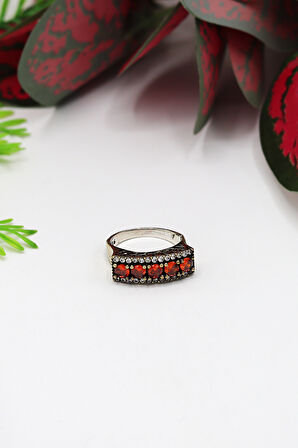 Lal Taşlı Beştaş Model Otantik Kadın Gümüş Yüzük 201024340