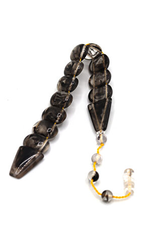 Şeffaf Siyah Hareli Renk Toz Kehribar Balık Tesbih 201024385