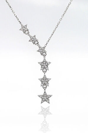 Zirkon Taşlı Yıldız Tasarım 925 Ayar Gümüş Kadın Kolye 201024388