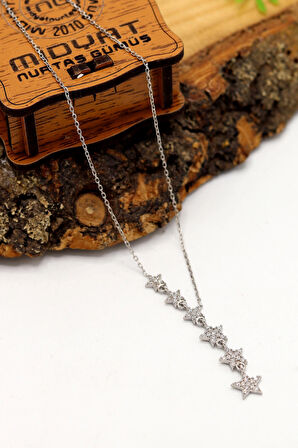 Zirkon Taşlı Yıldız Tasarım 925 Ayar Gümüş Kadın Kolye 201024388