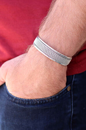 Örgü Model 925 Ayar Saf Gümüş Unisex Hasır Bilezik 201024392