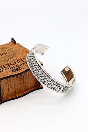 Örgü Model 925 Ayar Saf Gümüş Unisex Hasır Bilezik 201024392