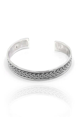 Çift Örgü Model 925 Ayar Saf Gümüş Unisex Hasır Bilezik 201024395