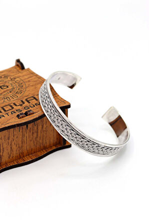 Çift Örgü Model 925 Ayar Saf Gümüş Unisex Hasır Bilezik 201024395