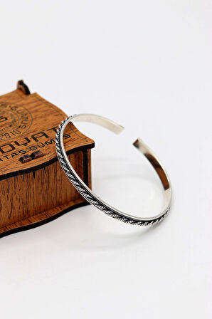 Tek Sıra Örgü Model 925 Ayar Saf Gümüş Unisex Hasır Bilezik 201024397