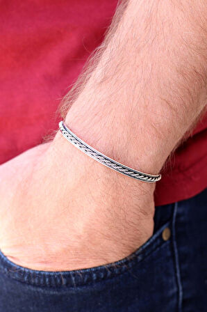 Tek Sıra Örgü Model 925 Ayar Saf Gümüş Unisex Hasır Bilezik 201024397