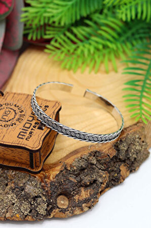 Tek Sıra Örgü Model 925 Ayar Saf Gümüş Unisex Hasır Bilezik 201024399