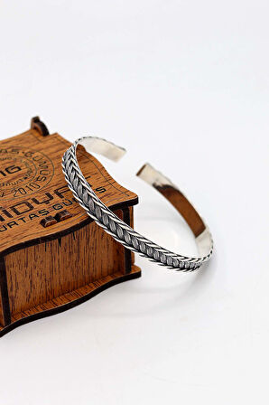 Tek Sıra Örgü Model 925 Ayar Saf Gümüş Unisex Hasır Bilezik 201024399