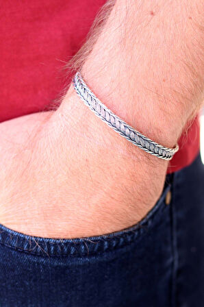 Tek Sıra Örgü Model 925 Ayar Saf Gümüş Unisex Hasır Bilezik 201024399