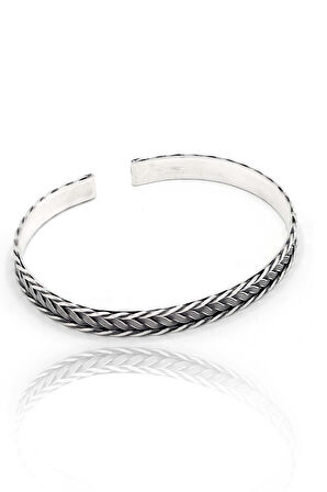 Tek Sıra Örgü Model 925 Ayar Saf Gümüş Unisex Hasır Bilezik 201024399