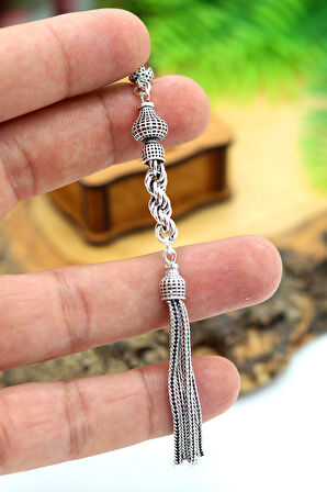 Sallantılı Örgü Model 925 Ayar Gümüş Tesbih Püsükülü 201024405