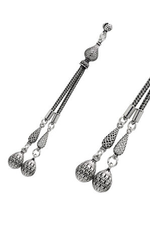 Sallantılı 2'li Top Model 925 Ayar Gümüş Tesbih Püsükülü 201024407