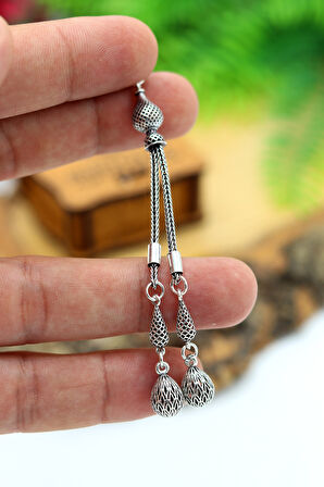 Sallantılı 2'li Top Model 925 Ayar Gümüş Tesbih Püsükülü 201024407