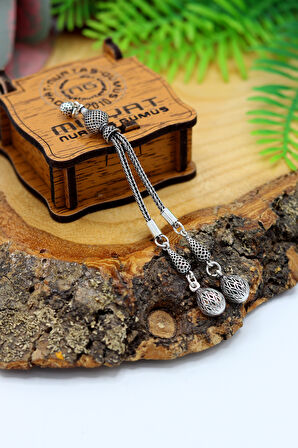 Sallantılı 2'li Top Model 925 Ayar Gümüş Tesbih Püsükülü 201024407