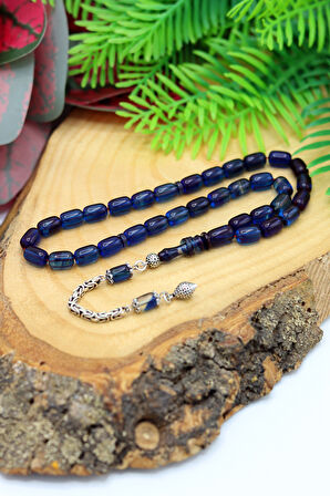 Hareli Mavi Kapsül Kesim Gümüş Püsküllü Ateş Kehribar Tesbih 201024410