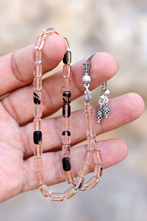 Hareli Krem Siyah Kapsül Kesim Gümüş Püsküllü Ateş Kehribar Tesbih 201024411