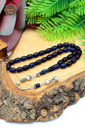 Hareli Mavi Kapsül Kesim Gümüş Püsküllü Sıkma Kehribar Tesbih 201024418