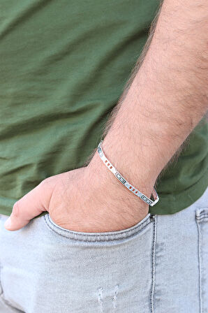 Kilit Tasarım 925 Ayar Saf Gümüş Erkek Bileklik 201024447