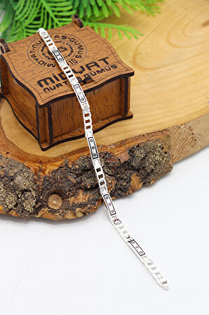 Kilit Tasarım 925 Ayar Saf Gümüş Erkek Bileklik 201024447