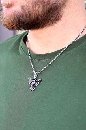 Çift Başlı Kartal Model 925 Ayar Gümüş Erkek Zincir Kolye 201024454