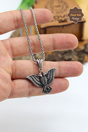 Çift Başlı Kartal Model 925 Ayar Gümüş Erkek Zincir Kolye 201024454