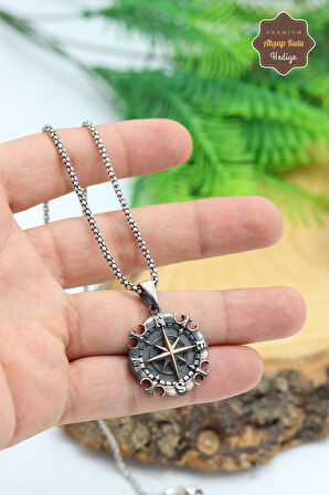 Pusula Model 925 Ayar Gümüş Erkek Zincir Kolye 201024456